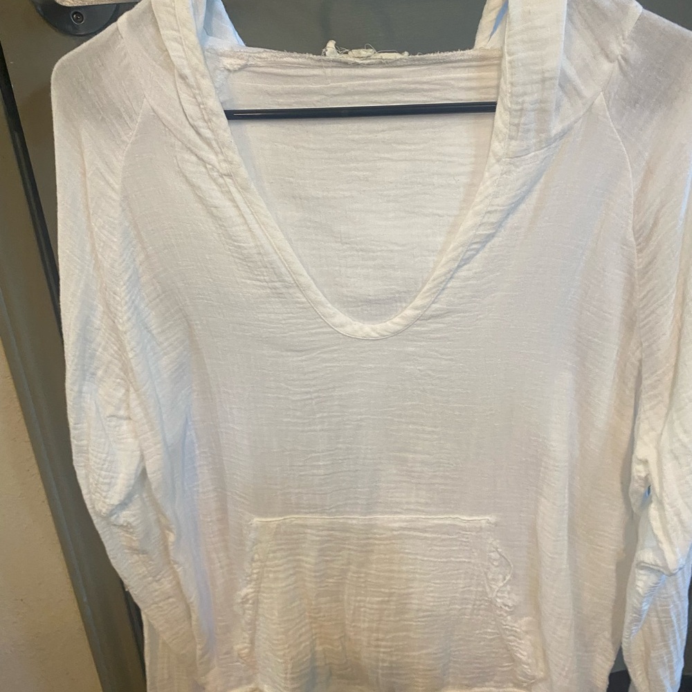 White Women's Blouse with Hood